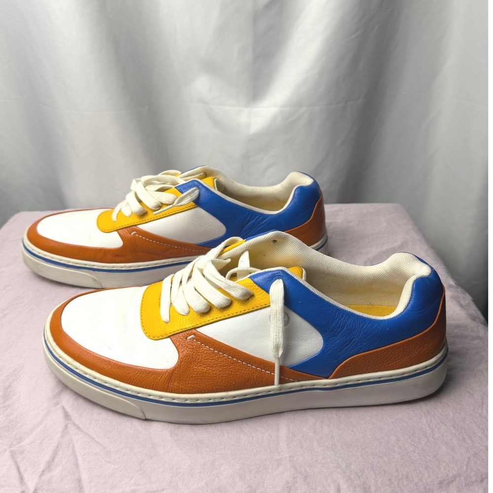 Rockport Barefoot 11M Y2K White Orange Yellow Blue Leather Retro Sneakers